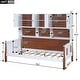 preview thumbnail 5 of 13, Twin Platform Bed with Storage Shelves, White+Walnut, Solid Wood