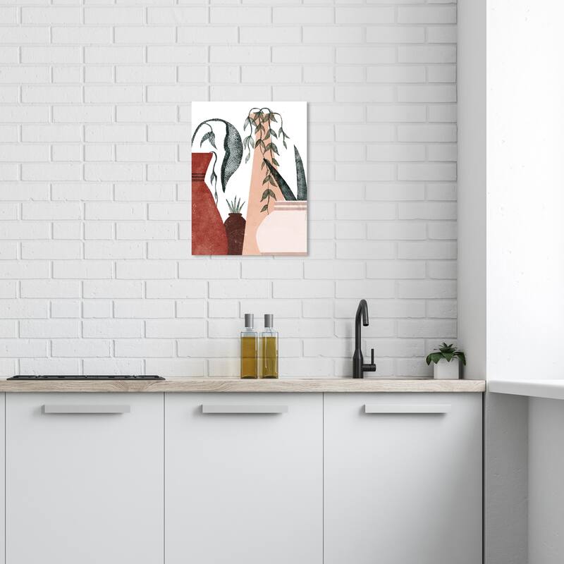 Wynwood Studio Canvas Floral and Botanical Pots and Pots Pink and Maroon Scandinavian Wall Art Canvas Print - 24 x 16