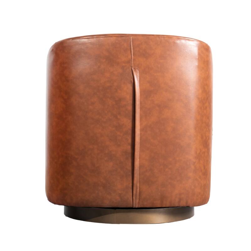 Traditional Club Style Upholstered Accent Chair with 360° Swivel Metal Base