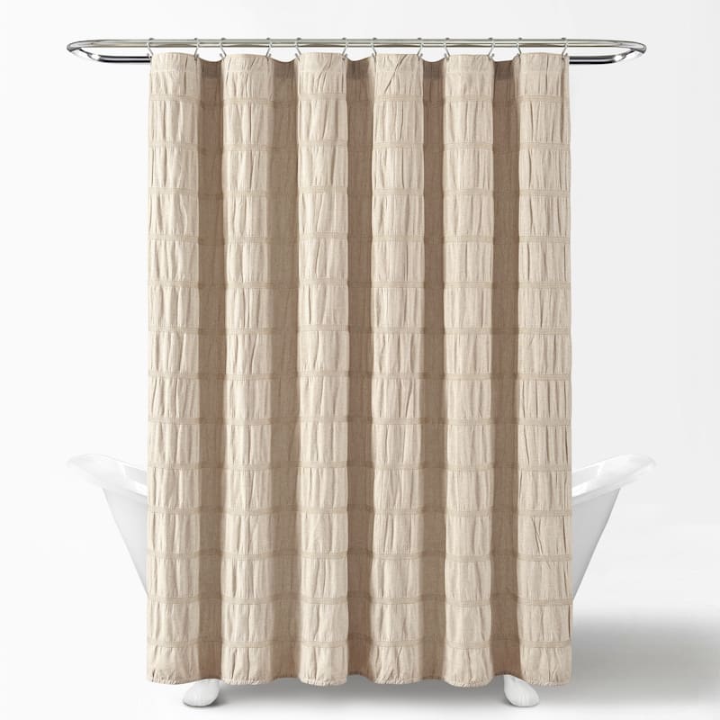 Lush Decor Waffle Stripe Woven Cotton Shower Curtain