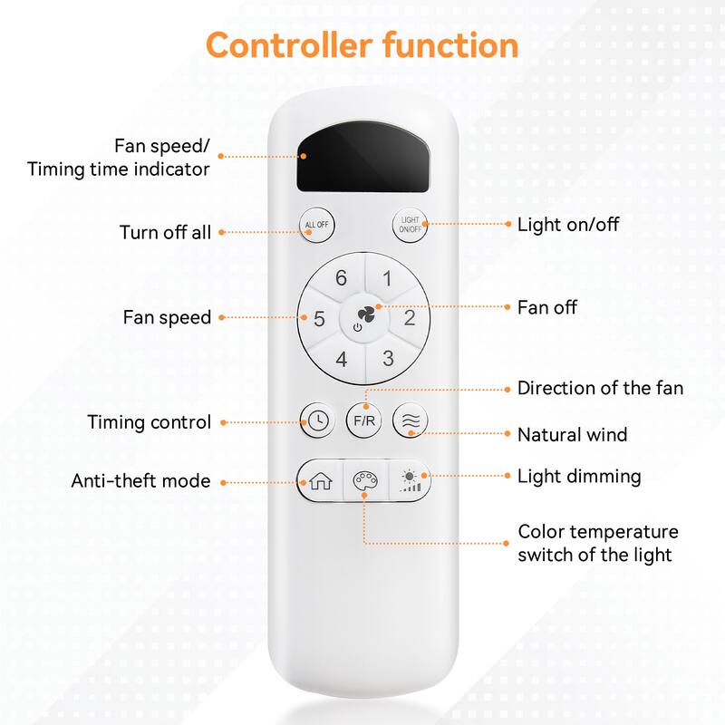 Remote Control Ceiling Fan with Dimmable LED Light, 6-Speed Wind Adjustable Reversible DC Motor Flush Mount Ceiling Fan