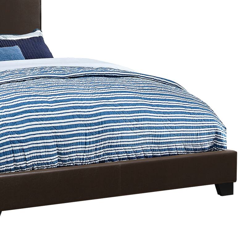 Vegan Faux Leather Upholstered Queen Size Platform Bed, Brown