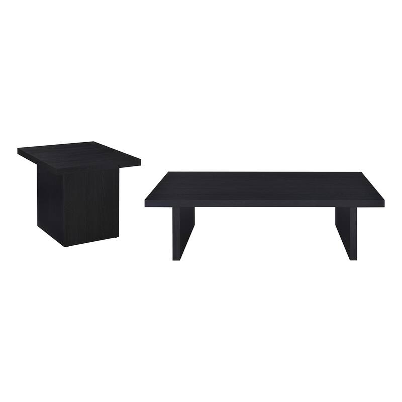 2-piece Wooden Coffee and End Table Set in Black - 2 Piece - 2 Piece - Black - MDF