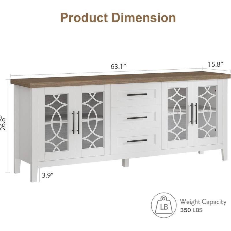 Farmhouse TV Stand, 2 Storage Door & 3 Drawer