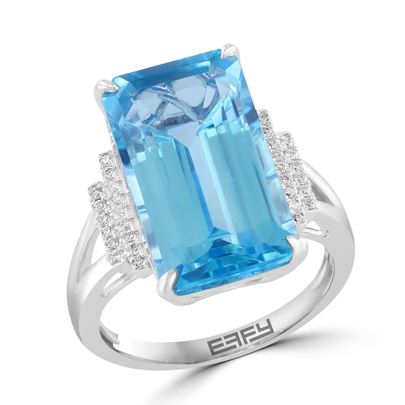 EFFY 14K Gold Diamond,Sky Blue Topaz Ring