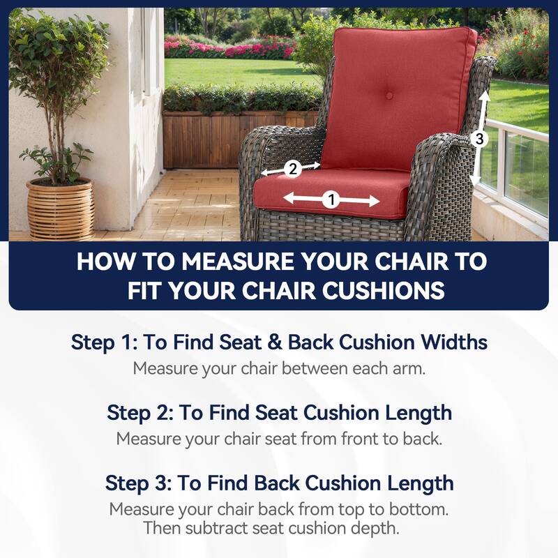 All-Weather Deep Seating Chair Cushions for Patio Chairs