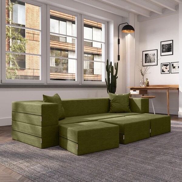 Porch Den California King Convertible Sleeper Sofa and Ottomans On Sale Bed Bath Beyond 10704078