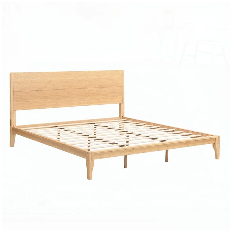 Bamboo Wood Platform Bed with Wood Slat Support