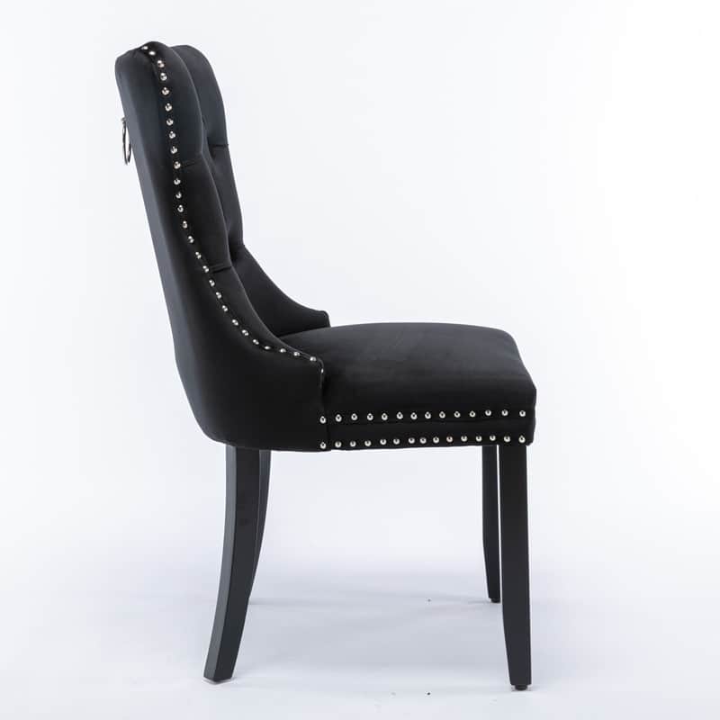 Tufted Velvet Dining Chairs with Nailhead Trim (Set of 2)