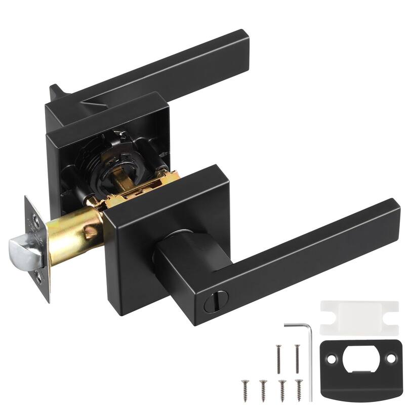 Matte Black Privacy Door Handle Lever with Reversible Zinc Alloy Design for Bedroom and Bathroom Fits - 4.65" x 0.91" x 2.16" - Black