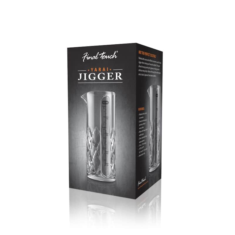 Final Touch Glass Yarai Measuring Jigger for Liquor - 3.4 Oz