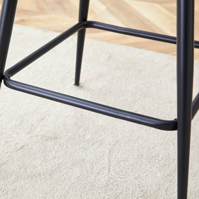Roomfitters Swivel Bar Stools with Linen Cushions and Black Iron Frame, Set of 2