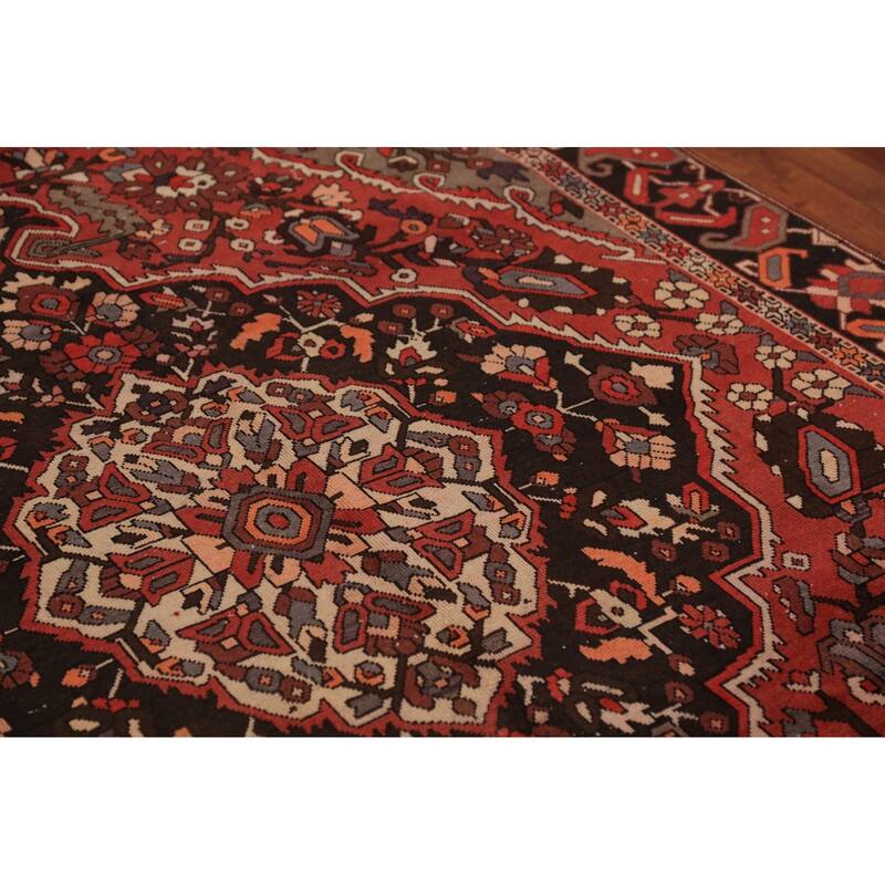 Medallion Bakhtiari Persian Vintage Area Rug Handmade Wool Carpet - 6'4" x 9'5"
