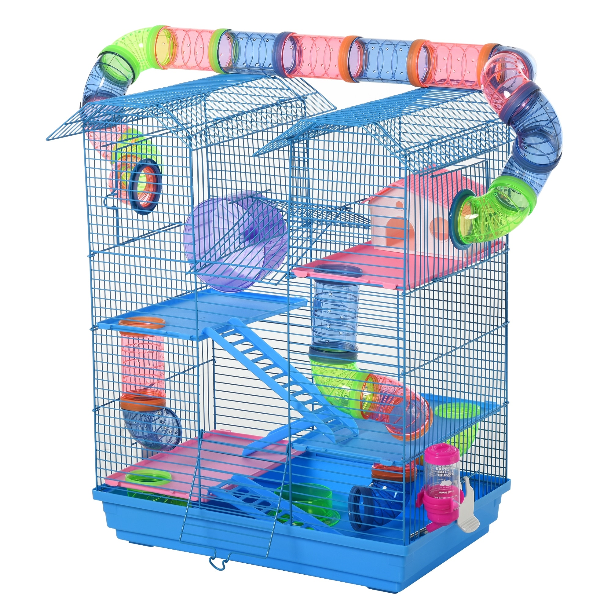 PawHut 5 Tiers Hamster Cage Animal Travel Carrier Habitat with