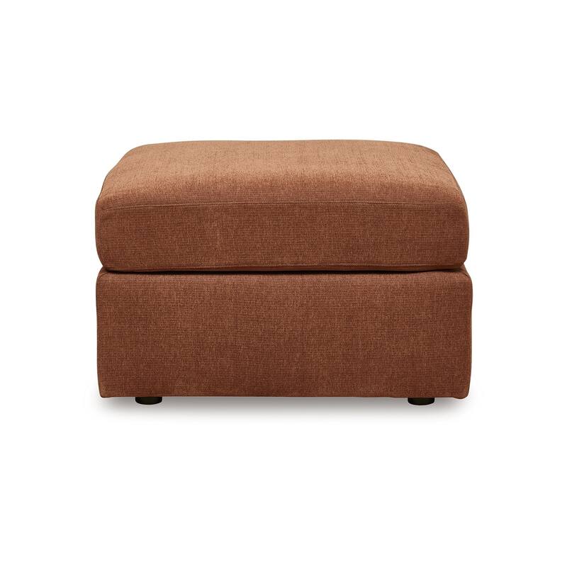 Meso Oversized Square Ottoman, Spice Orange Nuvella Polyester, 32 Inch