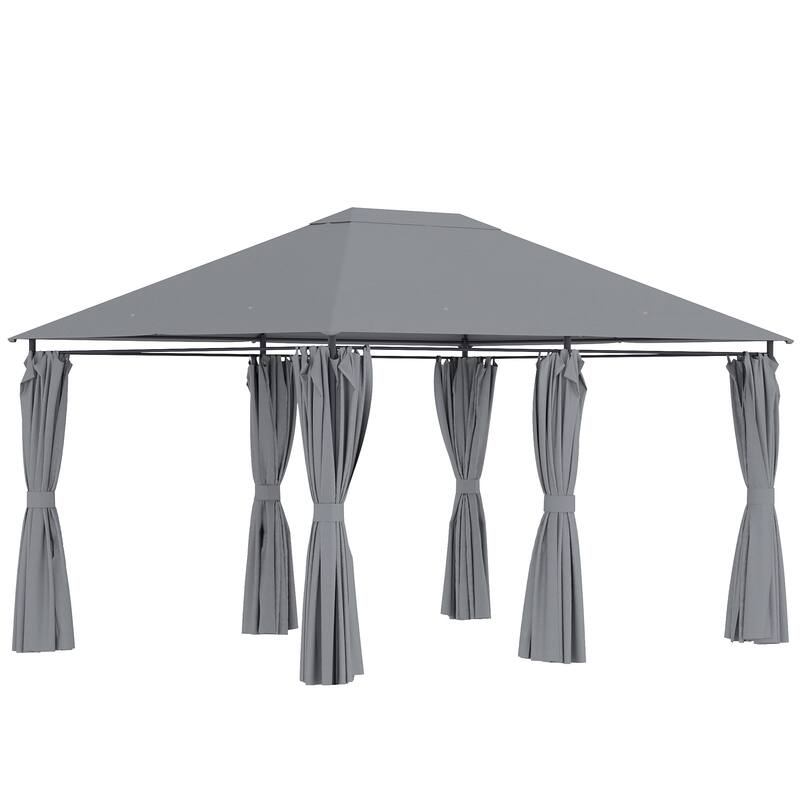 10' x 13' Outdoor Patio Gazebo with Removable Sidewalls and Steel Frame - Grey
