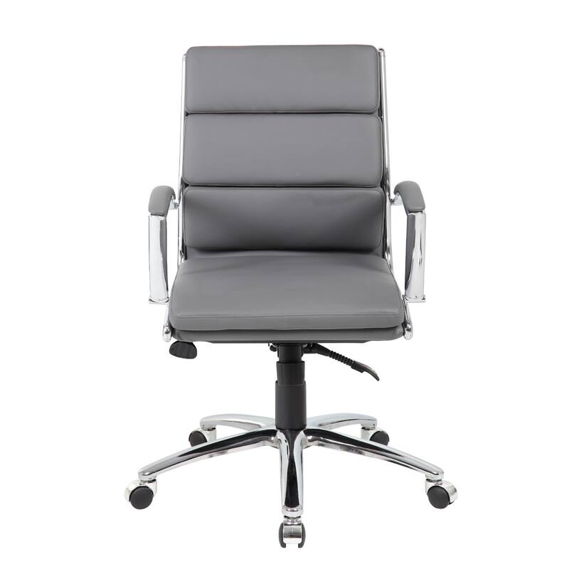 Dave Executive Swivel Chair with Metal Chrome Finish, Gray Vinyl