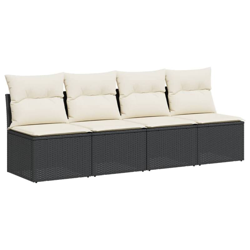 vidaXL Patio Sofa with Cushions Outdoor Seating Sectional Sofa Poly Rattan