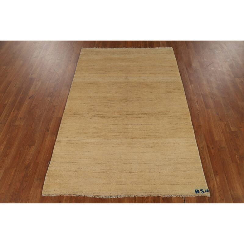 Gabbeh Modern Rug Hand-Knotted Bedroom Solid Wool Carpet - 3'10"x 5'11"