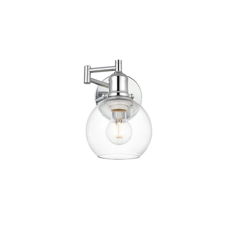 Dabe 1 Light Black and Clear Swing Arm Wall Sconce - Chrome