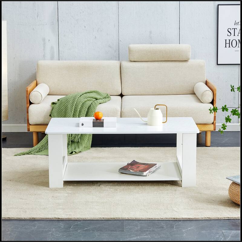 White MDF Double Layered Coffee Table