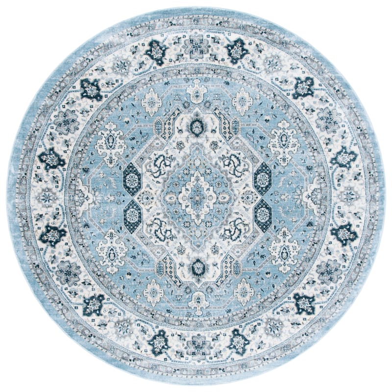 SAFAVIEH Isabella Roxann Traditional Oriental Rug - 8' Round - Blue/Creme