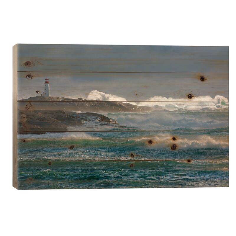 In The Protection Of A Lighthouse Print On Wood by Jamie Morrison - Multi-Color - 18x26x1.5
