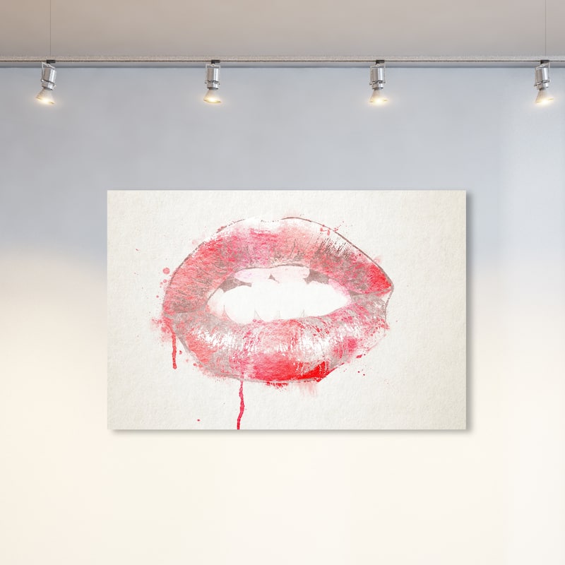 Wynwood Studio Fashion and Glam Bite My Lips Red and Glam Wall Art Canvas Print - 30 x 45