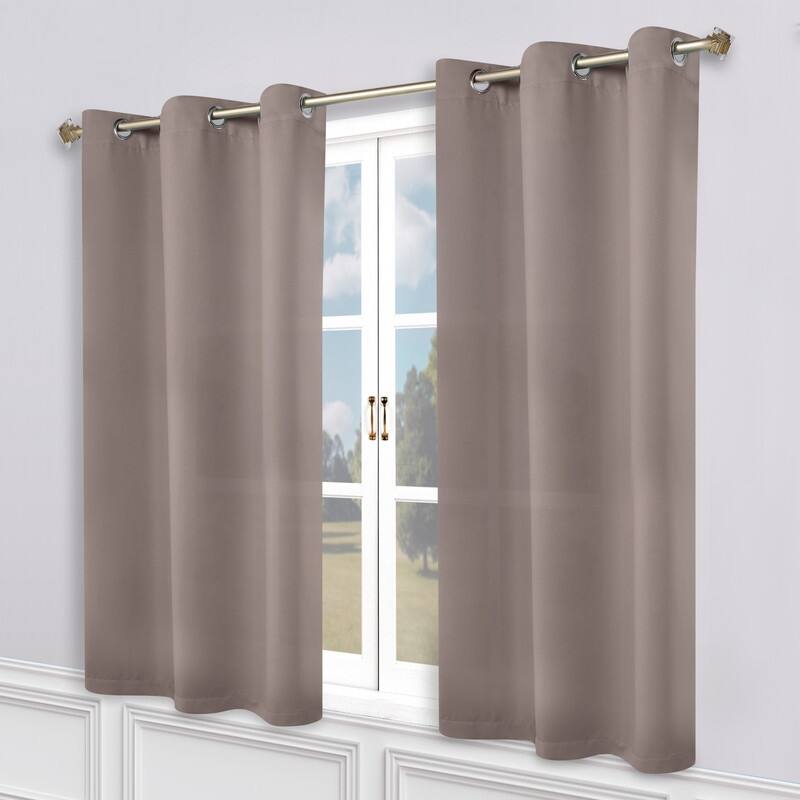 Superior Solid Machine Washable Room Darkening Grommet Blackout Curtains, Set of 2