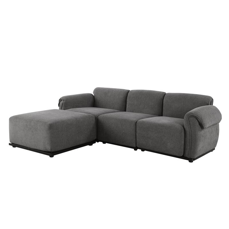 93" 4-Seater Chenille Modular Sofa - Fashionable Sectional with Iron Frame for Living Room