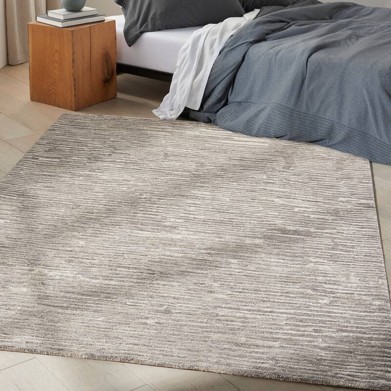 Calvin Klein Linear Modern Textured Shimmer Shag Area Rug - 5' 3" x 7' 3" - Grey - Rectangle