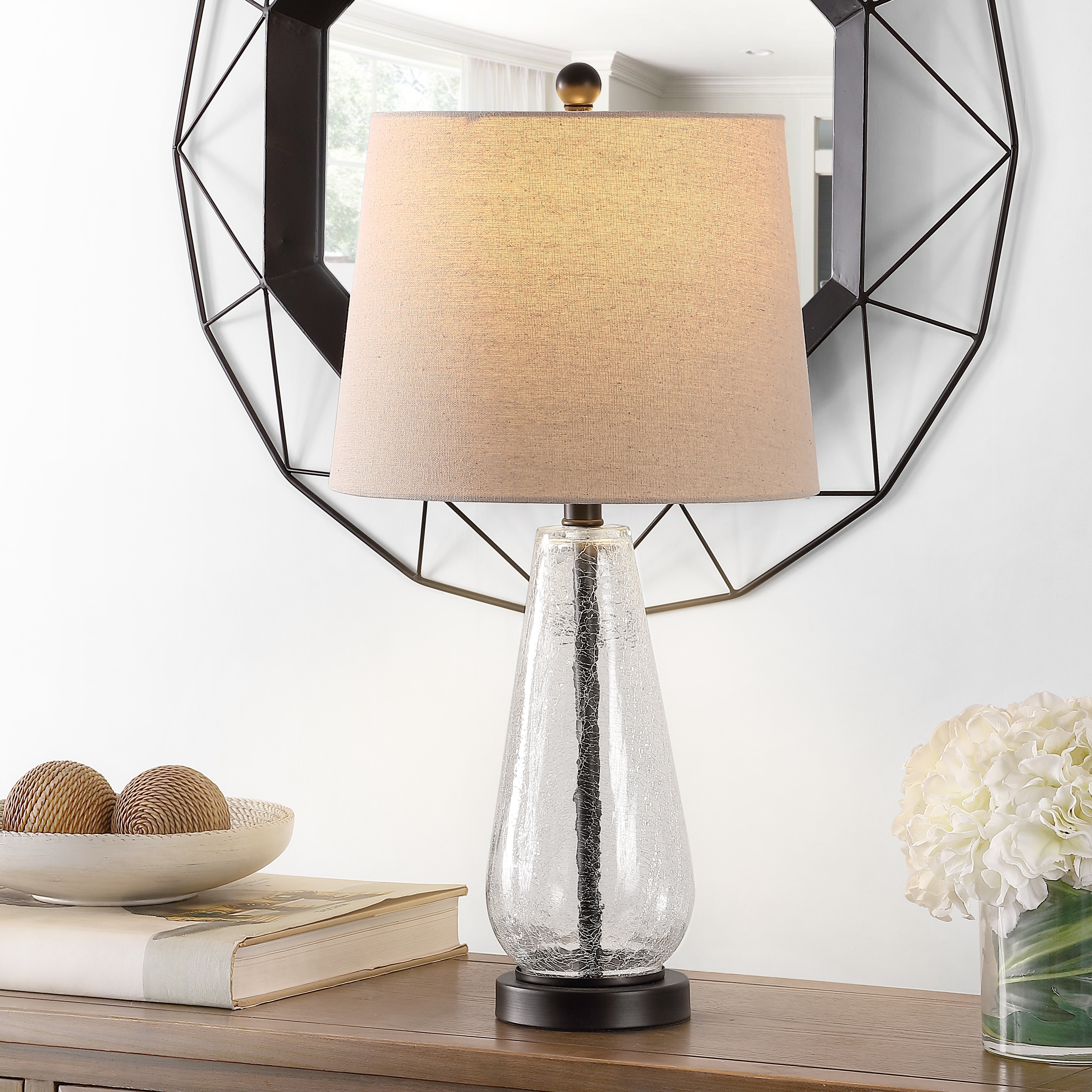 SAFAVIEH Lighting 25.5-inch Naila Glass Table Lamp
