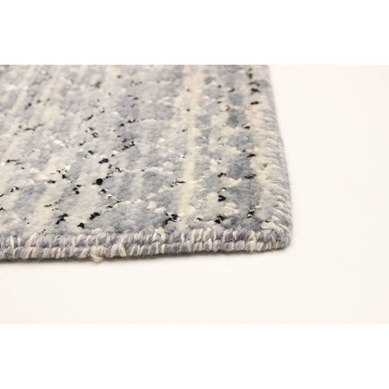 ECARPETGALLERY Hand-knotted Silk Shadow Grey Viscose, Wool Rug - 4'0 x 6'3