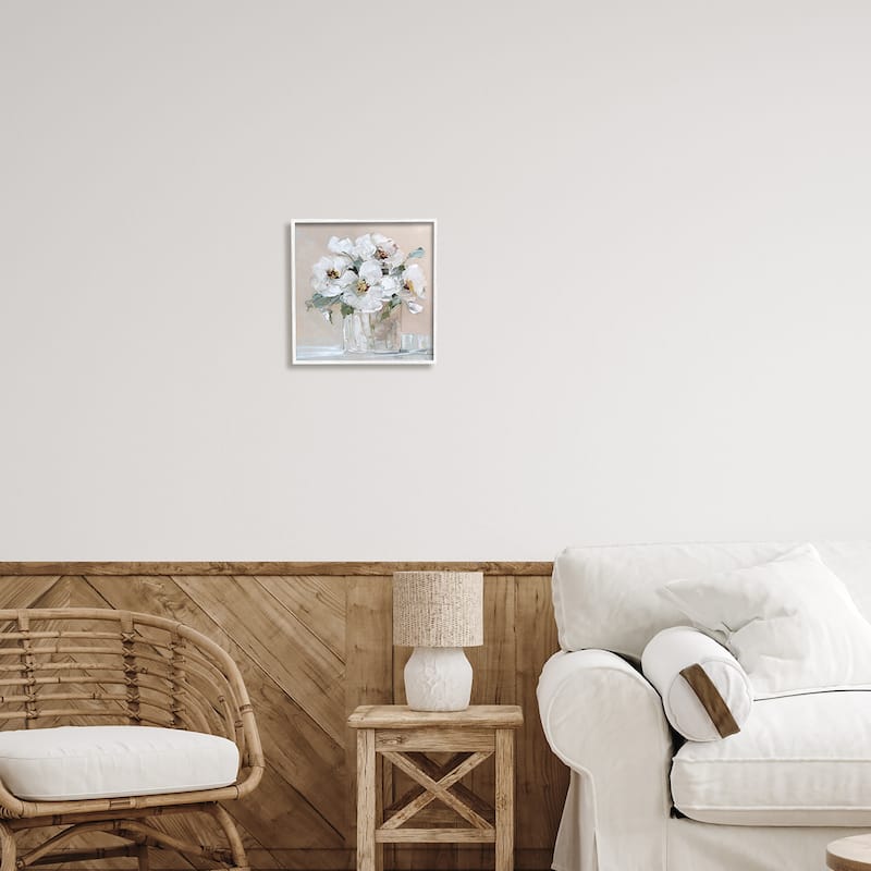 Stupell Traditional White Blooms Flower Arrangement Still Life Framed Wall Art, Design by Sally Swatland