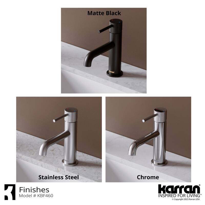 Karran Tryst KBF460 Single-Handle Single Hole Basin Bathroom Faucet with Matching Pop-up Drain