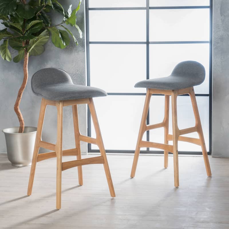Anatoli Mid-century Modern Upholstered Barstool (Set of 2) by Christopher Knight Home