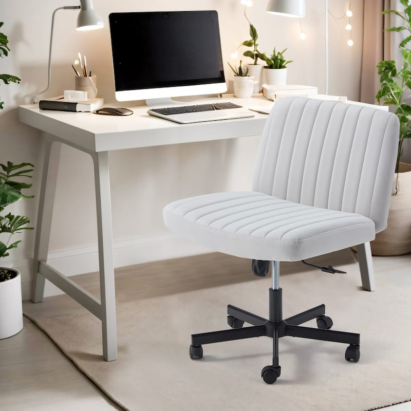 EROMMY Armless Criss Cross Chair with Wheels - Adjustable Height Office Chair for Cross-Legged Sitting - N/A - Grey Blue