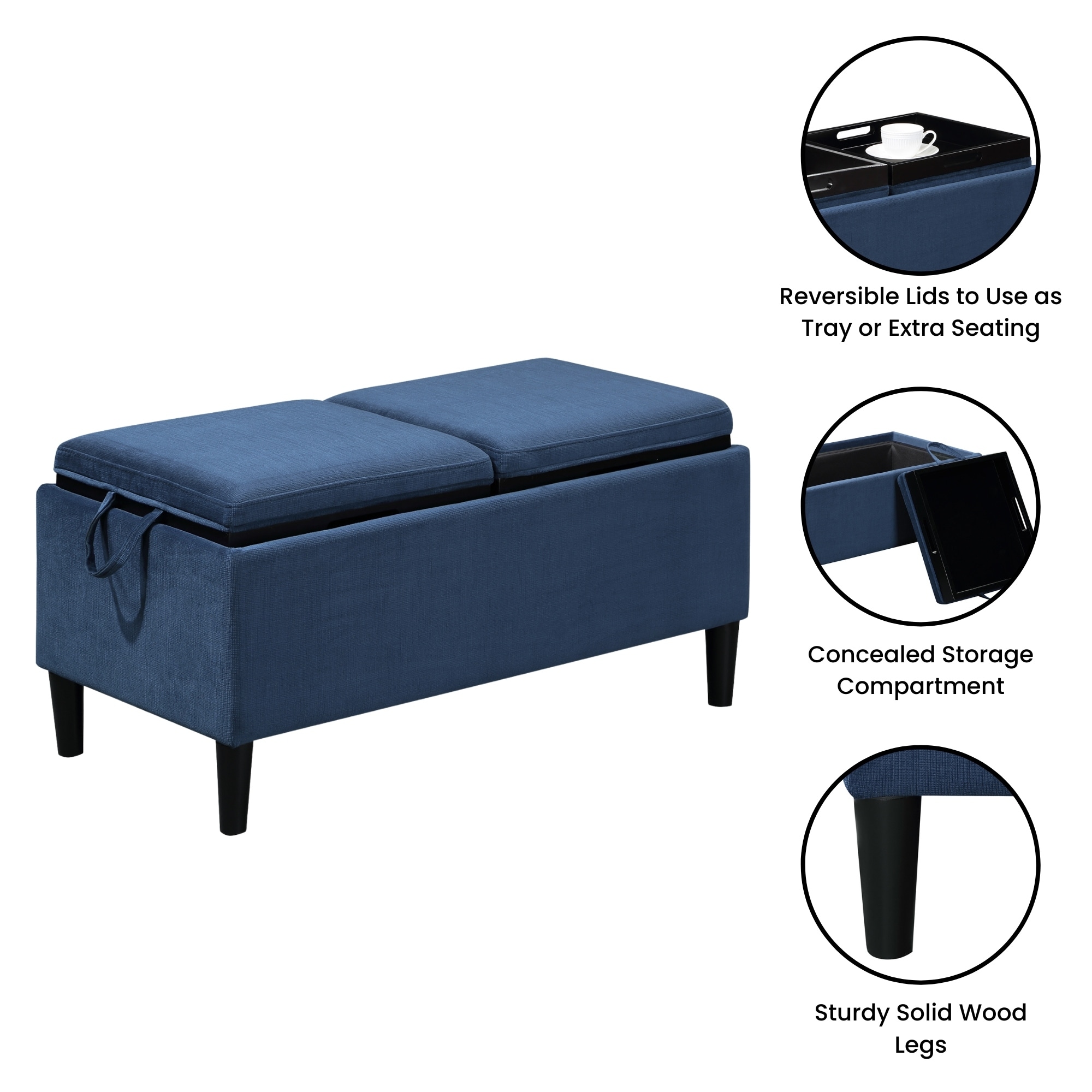 Convenience concepts designs4comfort magnolia storage hot sale ottoman with trays