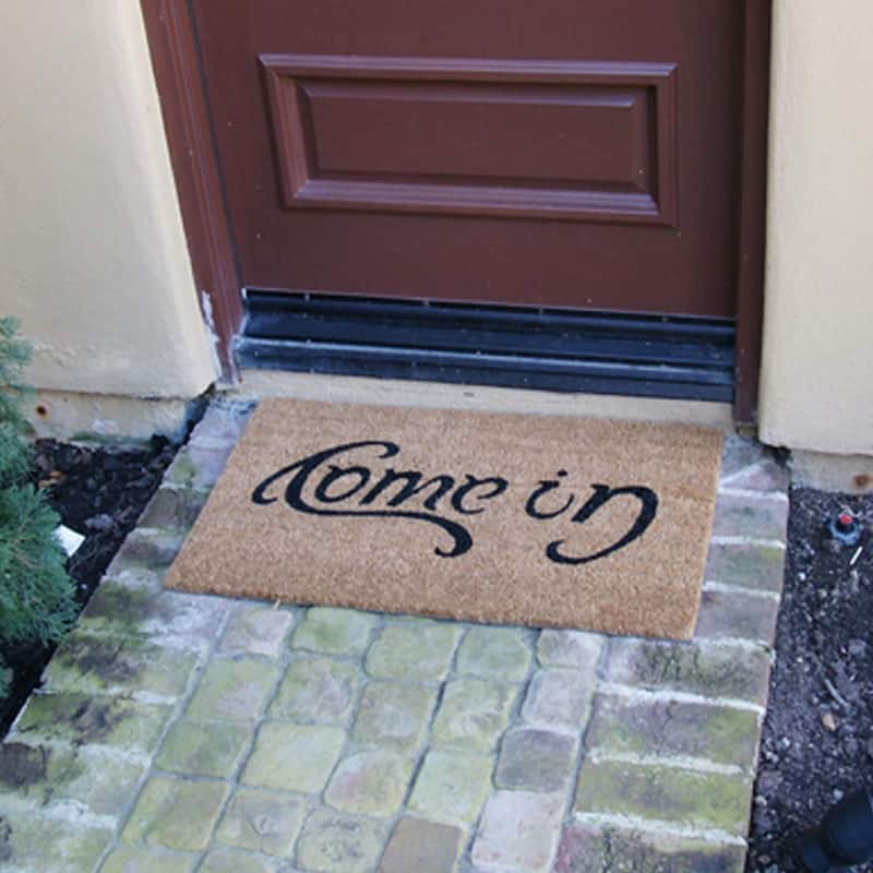 Rubber-Cal "Welcome Go Away Mats" - 2 Coir Outdoor Entryway Mats - 18" x 30"