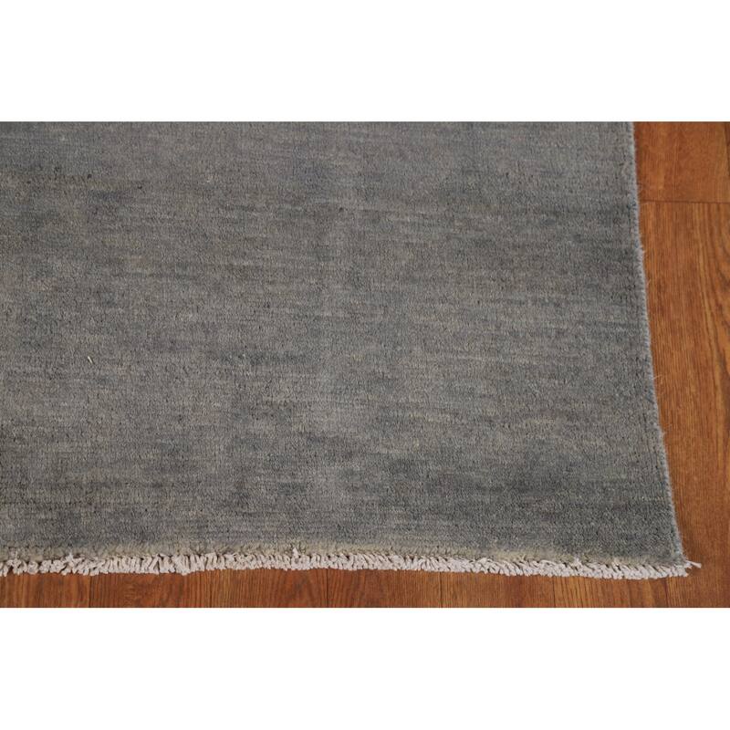 Gray Modern Gabbeh Oriental Foyer Rug Hand-Knotted Solid Wool Carpet - 3'3"x 4'10"