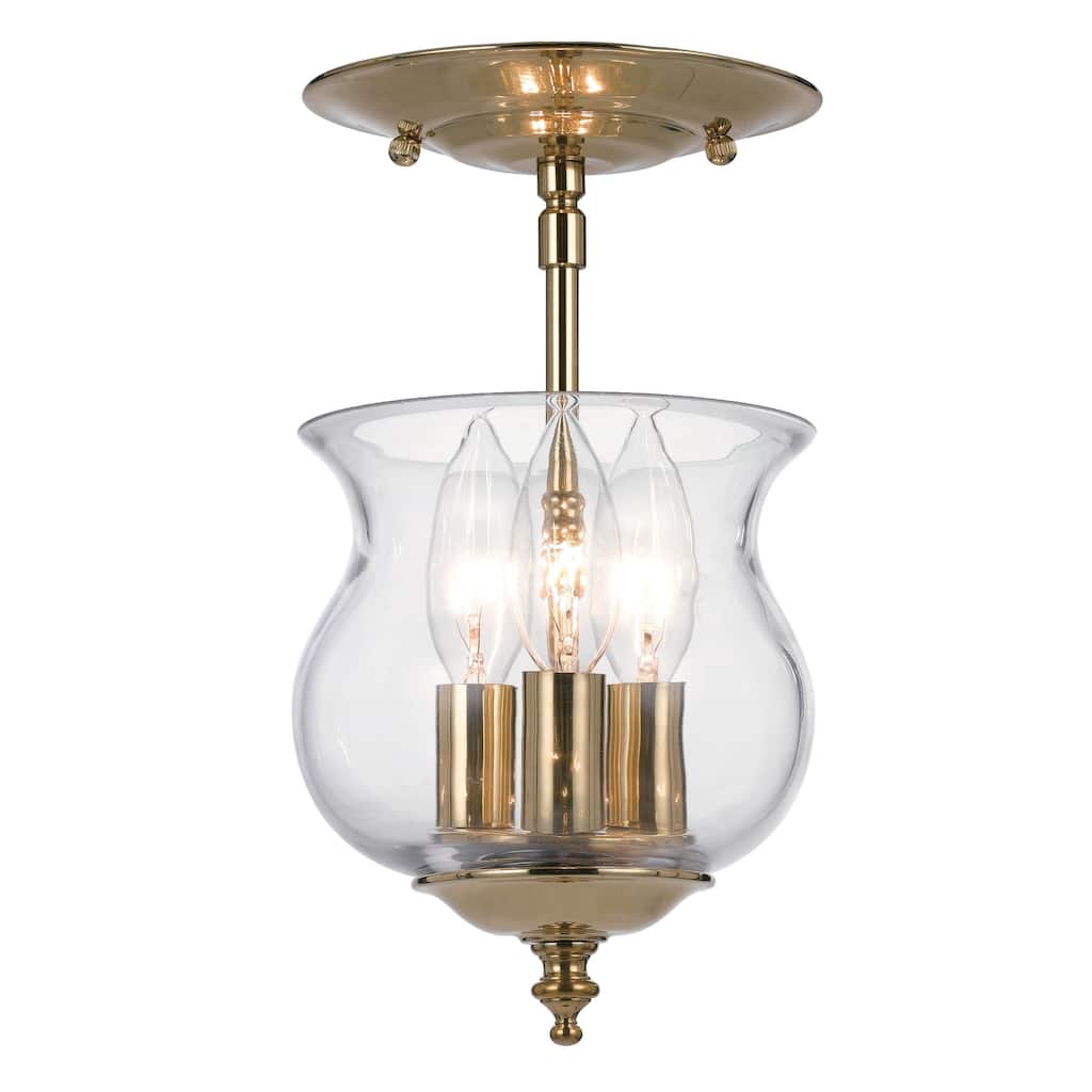Ascott 3 Light Polished Brass Semi-Flush - 6.5'' W x 11.5'' H