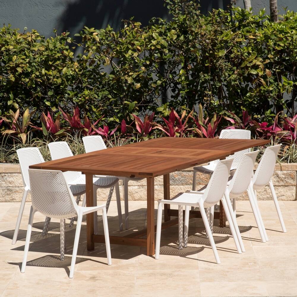 Amazonia Naples 9pc FSC Certified Wood Outdoor Patio Dining Set