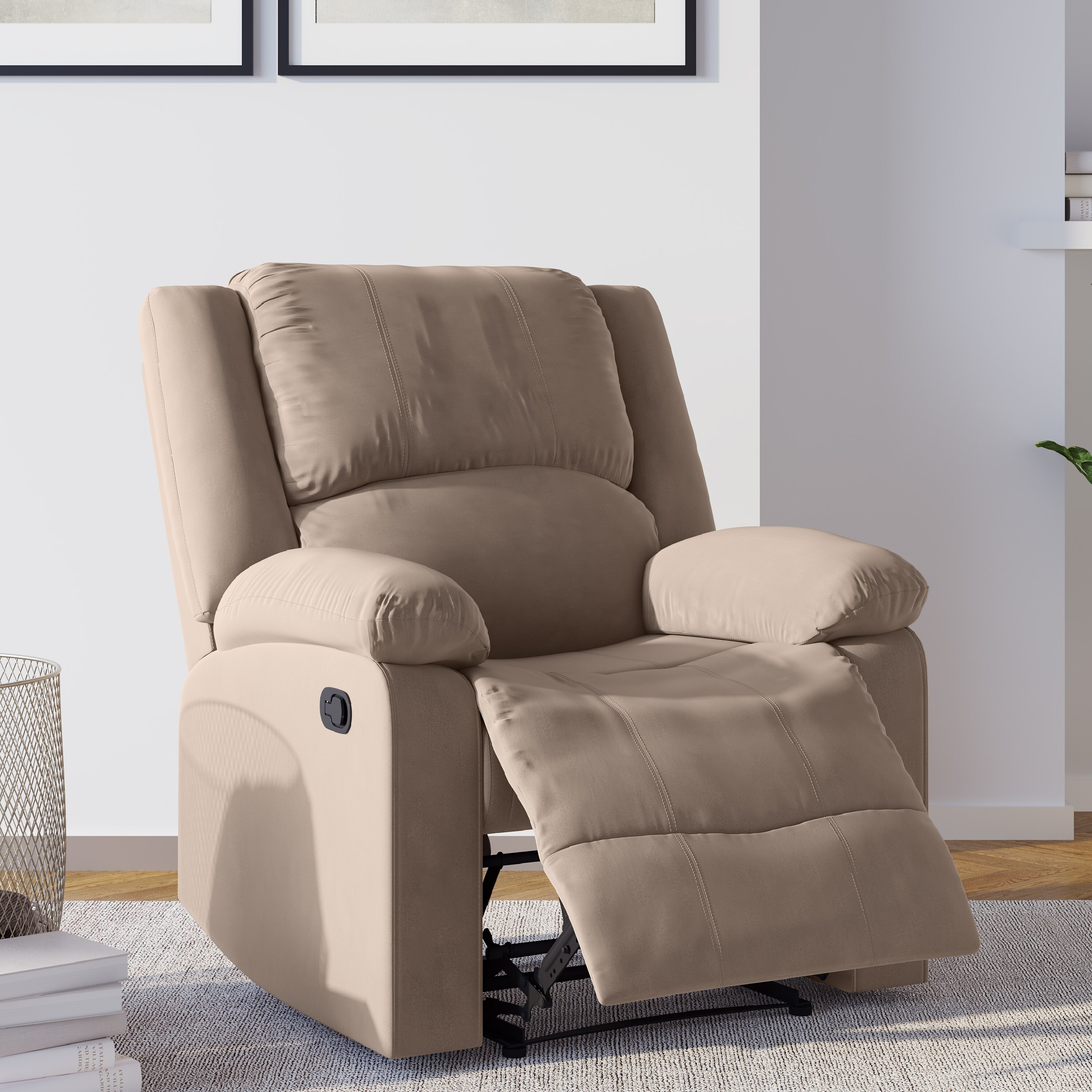 Beige microfiber online recliner
