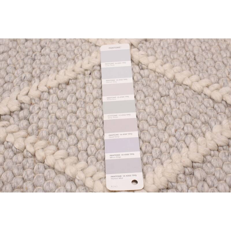 ECARPETGALLERY Braid weave Sienna Grey Wool Rug - 2'2 x 13'4
