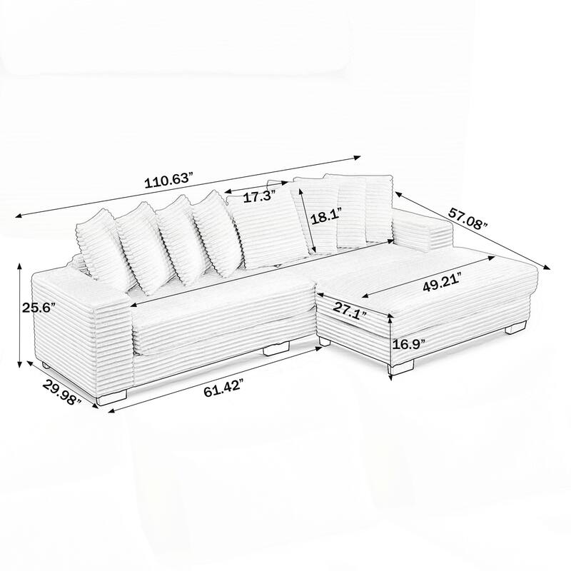 L-Shaped Modular Convertible Sofa