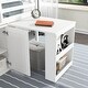 preview thumbnail 5 of 21, Twin Loft Bed with Pull-Out Desk, Built-in Cabinets, Drawers, Shelves, and Safety Guardrail, Solid Rubber Wood Frame with Ladder