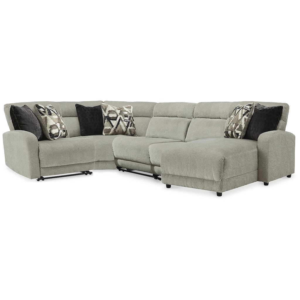 Signature Design by Ashley Colleyville Light Gray 5-Piece Power Reclining Sectional - 86" W x 146" D x 39" H