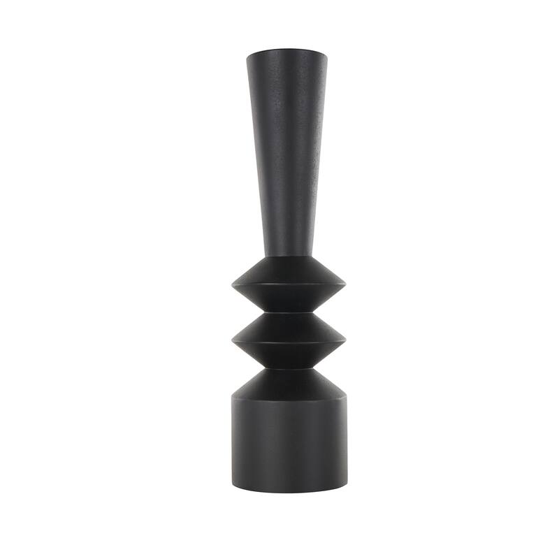 Black Metal Art Deco Fluted Decorative Vase