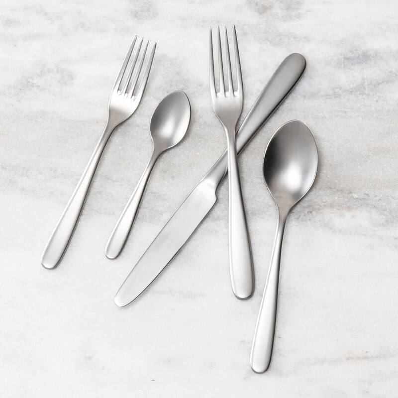 Fortessa Grand City 18/10 Stainless Steel, 5PC Flatware Set (Service for 1), Silver