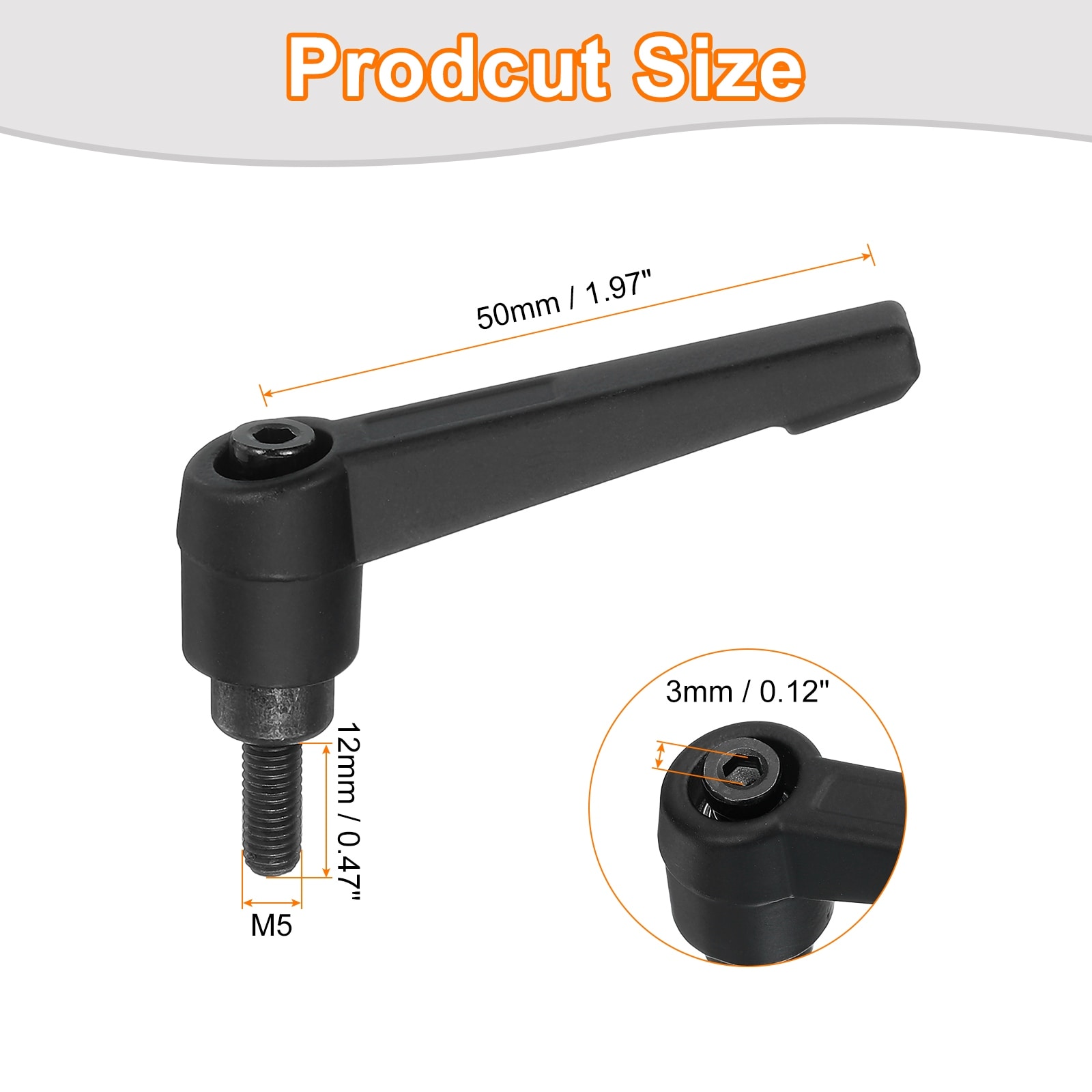 Adjustable Knobs Handle, Male Thread Push Button Ratchet Quick Release Locking Rotating Bolt for Machinery